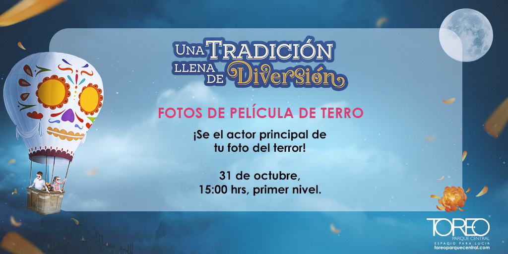 ToreoPC's tweet photo. Tienes que venir a disfrutar todos los eventos de #halloween y #diademuertos con nosotros.
#toreoparquecentral
#eventosdeterror
🧟‍♂️🎃🧟‍♀️💀 https://t.co/byt15PdNd2