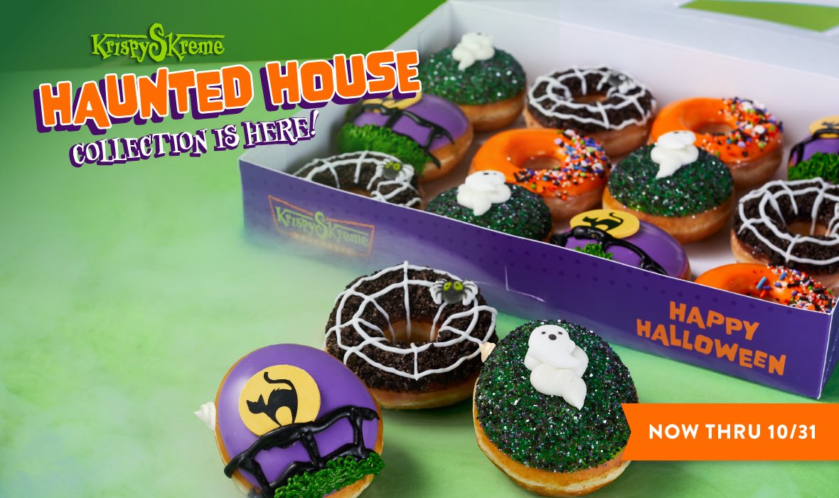 GhouliaChilds's tweet photo. HAUNTED HOUSE Collection from @krispykreme available now through 10/31
#GhastlyGastronomy https://t.co/KC1CwFKBhE