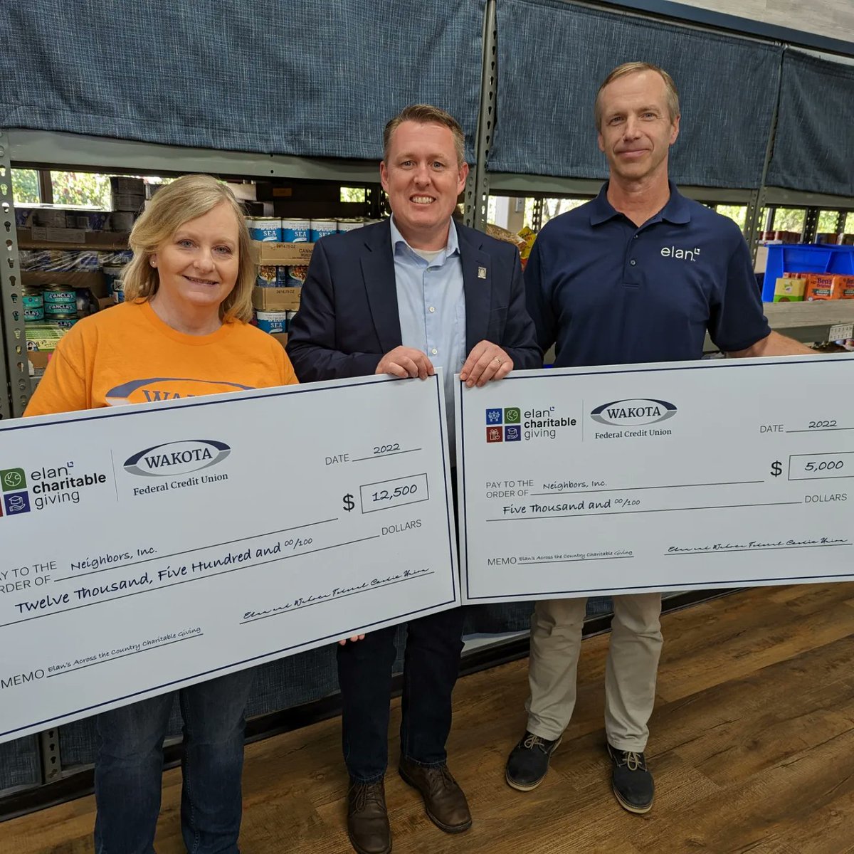 Grateful for our partners at <a href="/WakotaFCU/">Wakota FCU</a> and our friends at Elan Charitable Giving for their support!