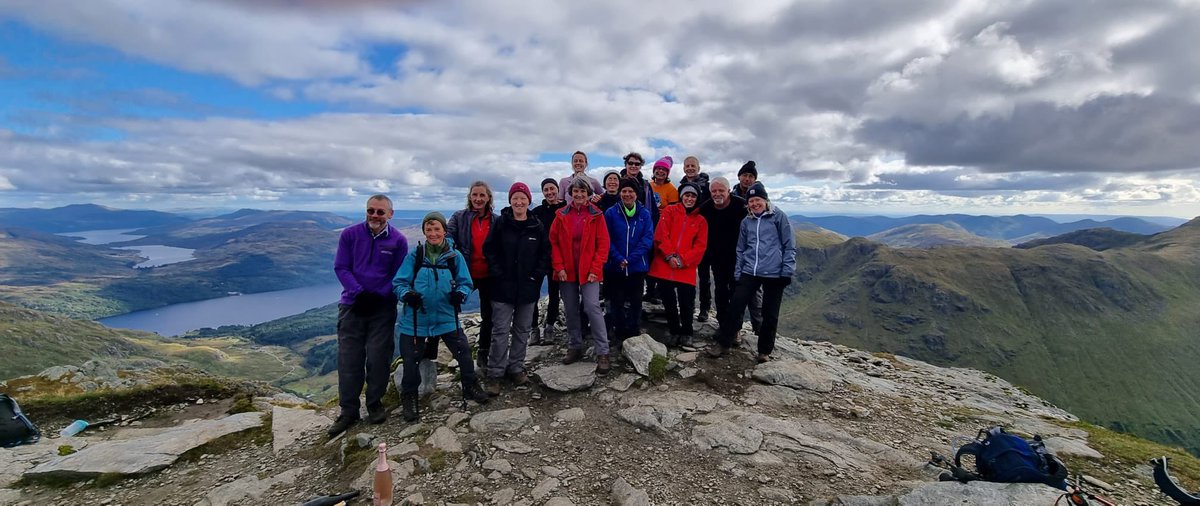 LinlithgowRamb1's tweet photo. Guard of honour on Ben Vane a couple weeks ago 2️⃣8️⃣2️⃣ 🎉

32 Ramblers in tow and a glorious day had by all ☀️⛰. Check out the 🎥: 

https://t.co/FsGBfLiT3c

Here’s also a pic of all our ‘compleatists’, first timers and our hero of the day! 

*we do not own the rights to this🎶 https://t.co/3CfJjl1wY5