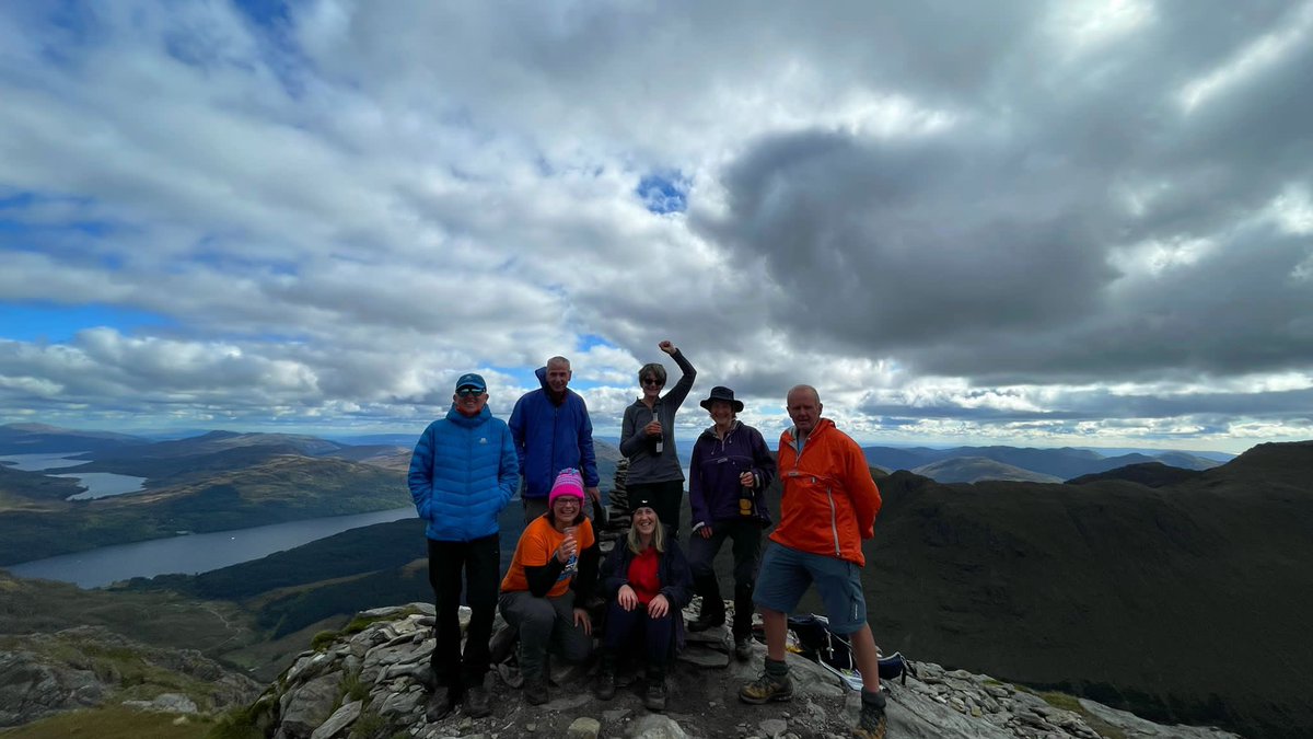 LinlithgowRamb1's tweet photo. Guard of honour on Ben Vane a couple weeks ago 2️⃣8️⃣2️⃣ 🎉

32 Ramblers in tow and a glorious day had by all ☀️⛰. Check out the 🎥: 

https://t.co/FsGBfLiT3c

Here’s also a pic of all our ‘compleatists’, first timers and our hero of the day! 

*we do not own the rights to this🎶 https://t.co/3CfJjl1wY5