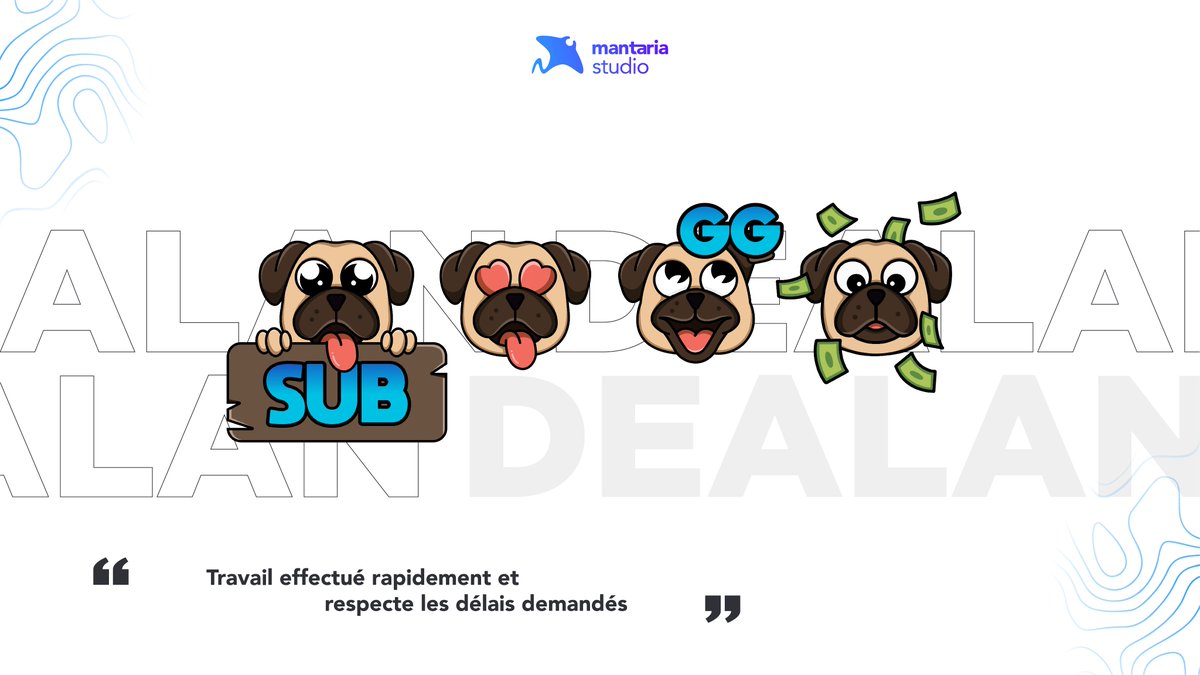 • Nouvelle commande réalisée par Dealan ! ✍️🏽

• Emotes Twitch pour @97_bulldozer 🐶💻

Une demande équivalente ? Contactez-nous en DM. 📨