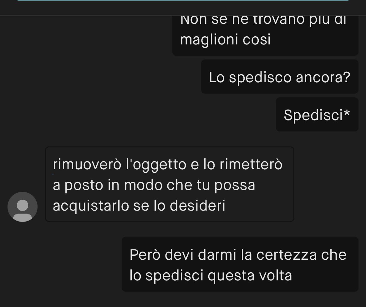 ehjbower's tweet photo. Ecco cosa significa comprare dai francesi ☺️ #vinted 
Questa ragazza ha fatto scadere i 5 giorni per spedire e ha inventato scuse, per poi dirmi che me l’avrebbe rimesso per poterlo acquistare di nuovo e ora mi dice che non lo spedisce 🥲 https://t.co/aozyLo5gXl