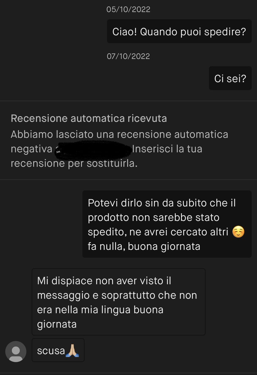 ehjbower's tweet photo. Ecco cosa significa comprare dai francesi ☺️ #vinted 
Questa ragazza ha fatto scadere i 5 giorni per spedire e ha inventato scuse, per poi dirmi che me l’avrebbe rimesso per poterlo acquistare di nuovo e ora mi dice che non lo spedisce 🥲 https://t.co/aozyLo5gXl