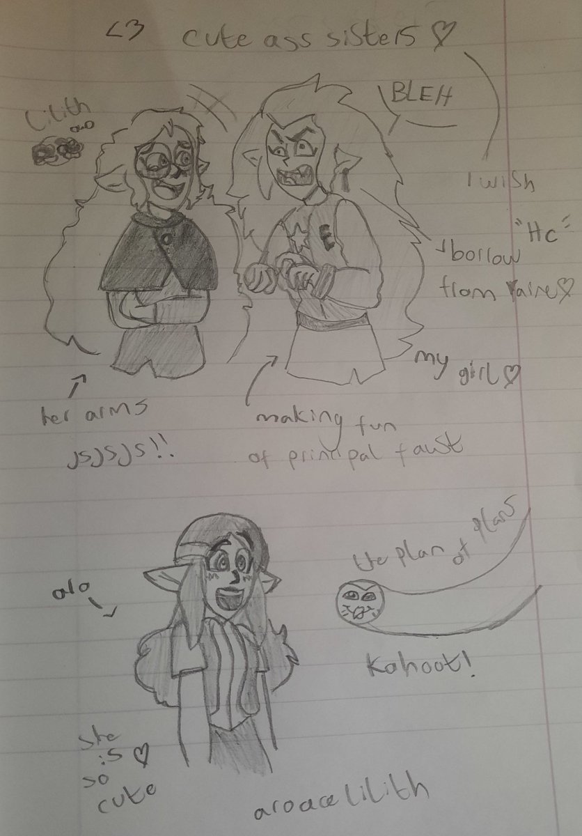 DrawingsRaeda's tweet photo. I HAVENT POST IN FOREVERRRRRRR, I TOTALY FRGOT TWITTER EXISTED, also here are some cute ass sisters doodles from td<3 hope u like this and it doesnt flop mfs😍🤭😘🥰 #bestsisters #TOHISBACK #eda #lilith #clawthornes #lilitharo #arorep #edabi #birep https://t.co/fDukwA5GyA