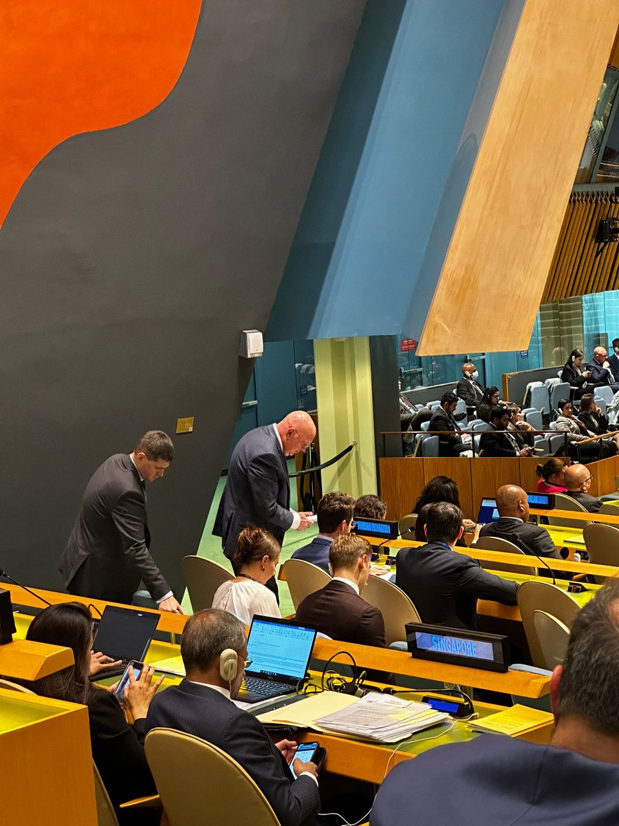 Should russian convulsions went on I’d be compelled to request Secretariat to bring a defibrillator - russian delegation needed an emergency room in a general hospital rather than emergency session in General Assembly. Bowing under UA colors at ru #77UNGA seat is act of exorcism!