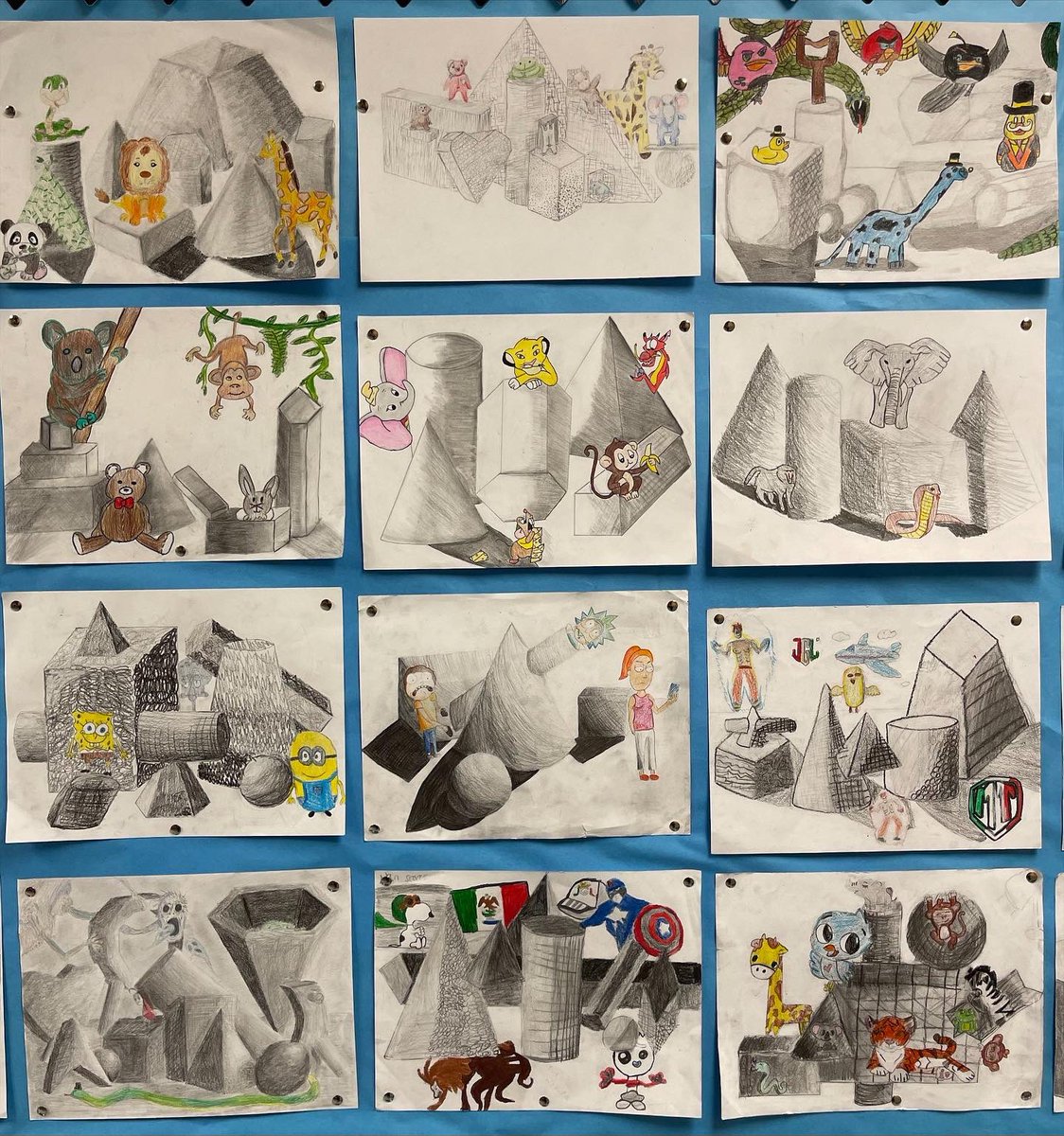 Ms. Walker’s Art class learned about drawing prisms &amp; shading them according to a light source. We learned shading techniques such as hatching, cross hatching, stippling &amp; more. When the light source hits the prism that causes the prism to make a cast shadow. #wpsproud #pvmsproud
