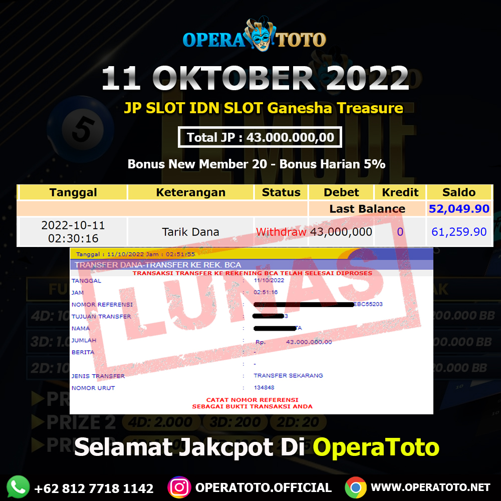 OperaToto's tweet photo. BUKTI JACKPOT IDN SLOT 11 OKTOBER 2022 – JP PAUS 43 JT BIG WIN OPERATOTO

#operatoto #bolapelangi #slotonline #slotgameonline #pragmaticplay #jackpotslot #judionlineslot #slotindonesia #pgsoft #jokerslot #jdbslot #slot #sabungayam #situslotonline #judi #bandarjudionline https://t.co/EYbxILPMV6