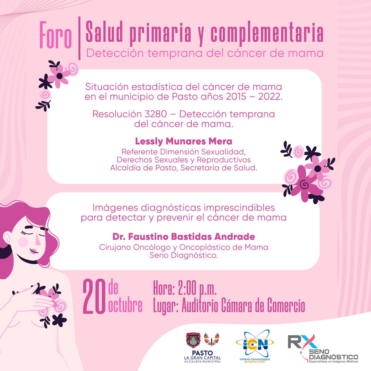 alcaldiapasto's tweet photo. Comprometidos con la prevención del cáncer de mama, invitamos a la ciudadanía en este #OctubreRosa al 'Foro: Salud primaria y complementaria. Detección temprana del Cáncer de Mama'.
Estamos a #UnToque de prevenir, diagnosticar, tratar y salvar. 🎗️ https://t.co/bnDnYNhL3D