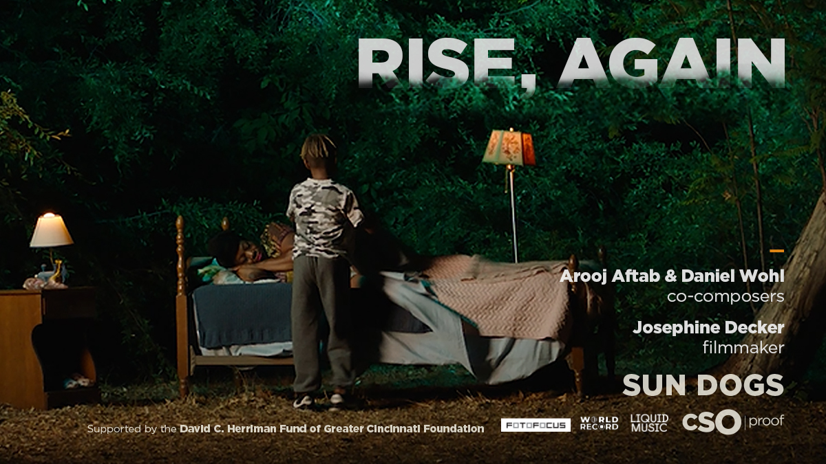1 of 3 films premiering at CSO Proof: Sun Dogs, 'Rise, Again' features composers @arooj_aftab & Daniel Wohl and filmmaker @JosephineJambox simultaneously collaborating to create the film. Presented with @LiquidMusic_ & @FOTOFOCUSCINCY. See it OCT 14-16→ bit.ly/CSO-Sun-Dogs