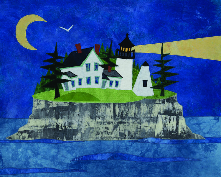 OCAGnc's tweet photo. Stepping into Elaine O'Neil's idyllic scenes creates a sense of connection and joy as we look to see the same moon. See how they are created in this year's #ocagnc Open Studio Tour! Map + Info: https://t.co/VAmZN9BLYT #quilting #textilecollage #ncart #ncartist https://t.co/PfHAEaz6BH
