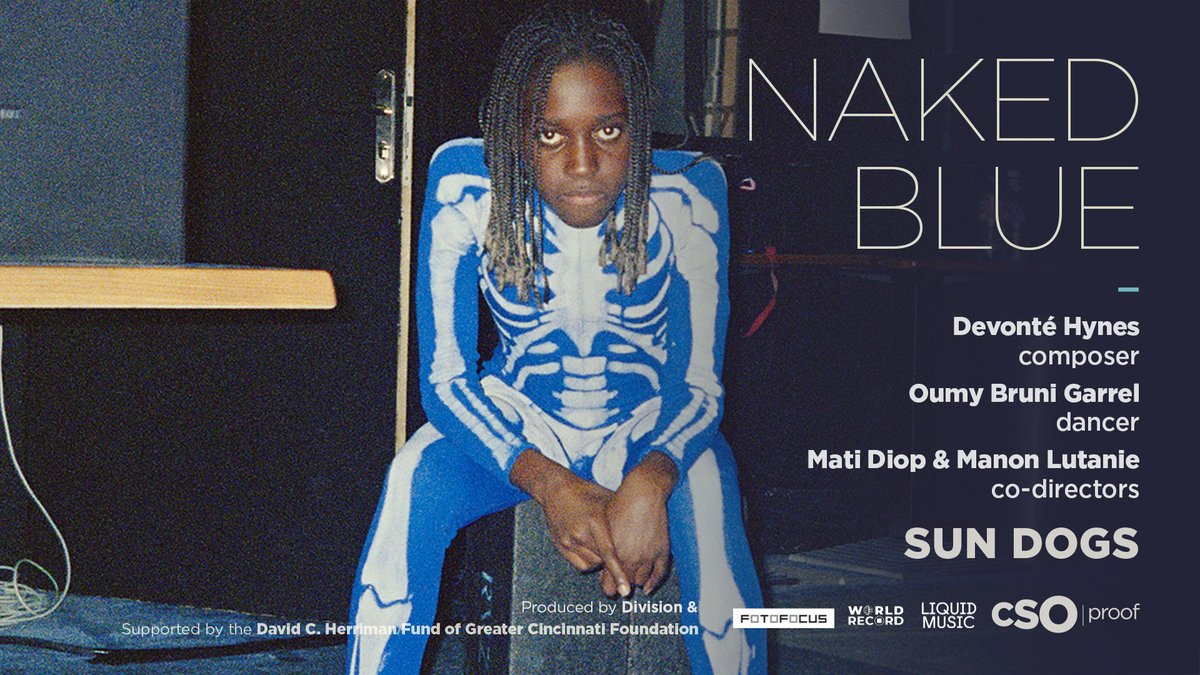 Filmmakers Mati Diop & Manon Lutanie are co-directing the short-format film, 'Naked Blue,' with music composed by Devonté Hynes. See its world premiere at Sun Dogs OCT 14-16 presented in collaboration with @LiquidMusic_ and @FOTOFOCUSCINCY. Tickets → bit.ly/CSO-Sun-Dogs