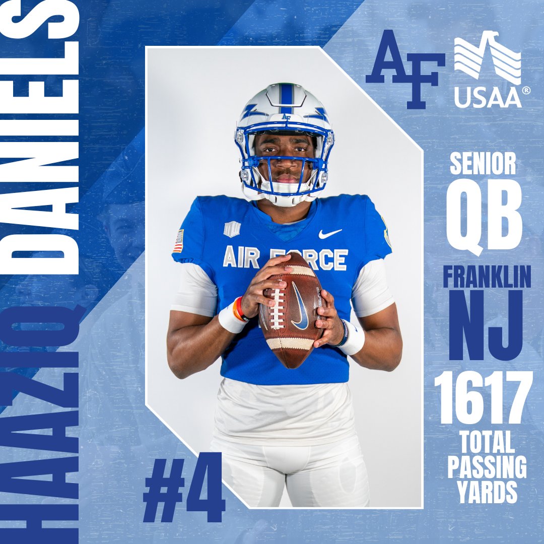 🚨INTRODUCING HAAZIQ DANIELS🚨⁠ ⁠ @ziiqq3 is a 6'1' Senior QB from Franklin, NJ, who over the course of his career at the @AF_Academy has totaled 1,617 passing yards. ............................................................................ 🎟️: l8r.it/vO6V