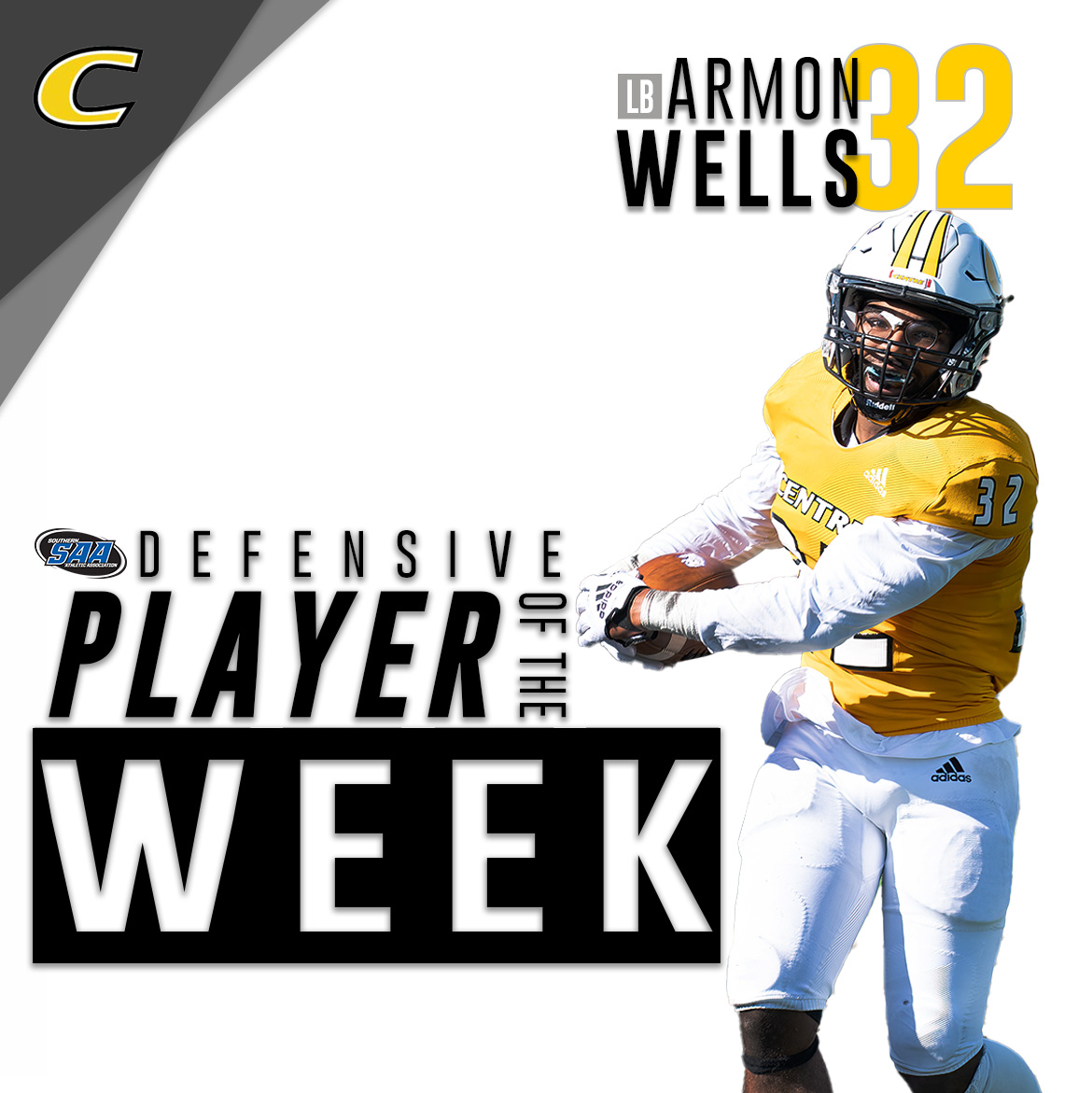 🏈 | Run it back. <a href="/CentreFootball/">Centre College Football</a>'s Armon Wells was again deemed <a href="/SAA_Sports/">SAA Sports</a> Defensive Player of the Week. 🤧 #RollKerns

centrecolonels.com/news/2022/10/1…