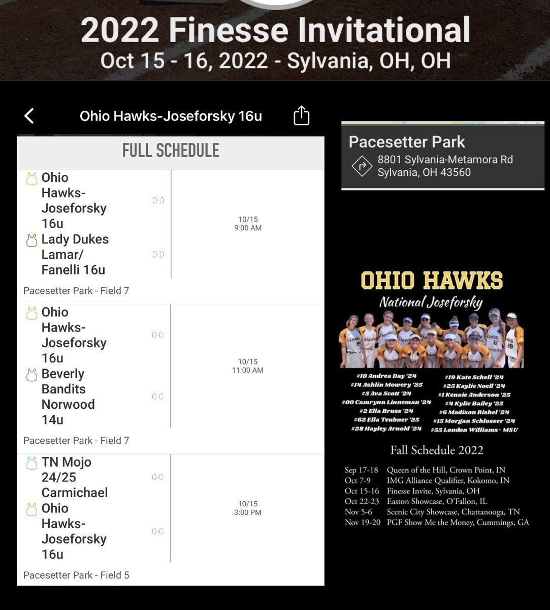 Come see us 10/15-10/16 Finesse Invitational @ Pacesetter Park, Sylvania Ohio!! 💛🖤🦅
10/15:
🕘9AM Field #7
🕚11AM Field #7
🕒3PM Field #5