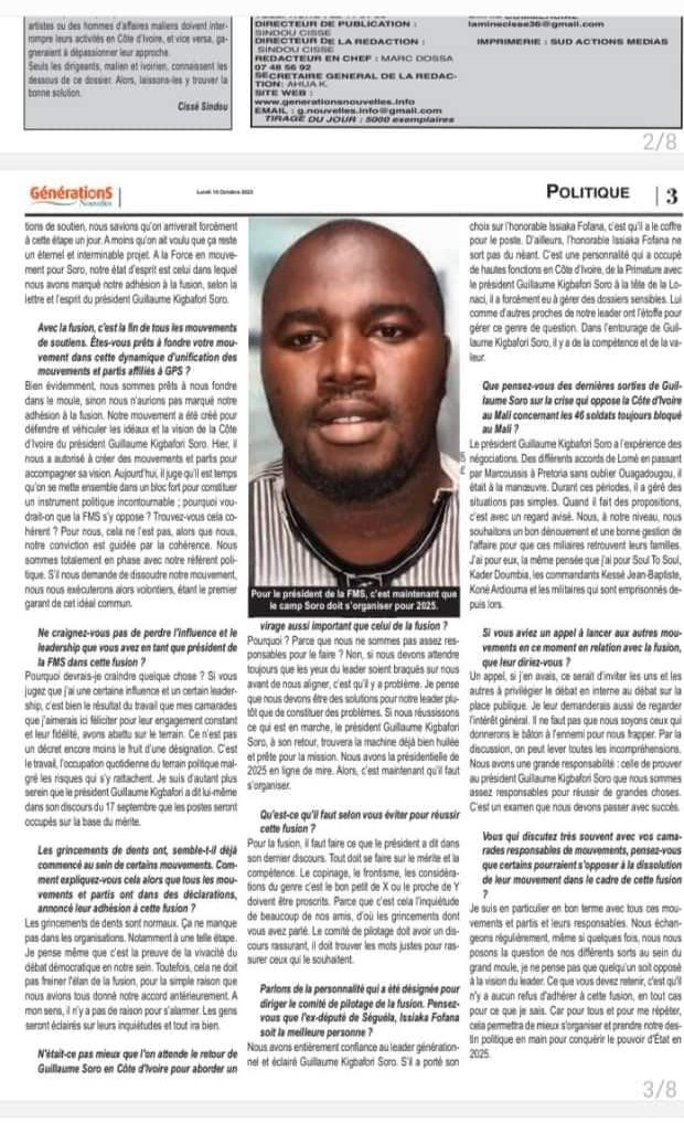 Lisons ensemble.
On continue la marche en avant avec GPS.
<a href="/SOROKGUILLAUME/">Guillaume K. Soro</a>
<a href="/kando_soumahoro/">Kando Soumahoro</a>
<a href="/WalinaCoulibaly/">WALINA COULIBALY</a>
<a href="/adama1111112/">Coulibaly Kounady Adama</a>