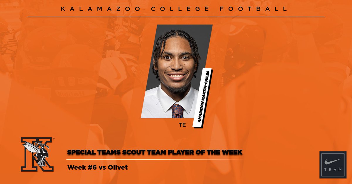 Congratulations to our Scout Team Players of the Week for week #6 vs Olivet College! #SwarmTheDay #RAO