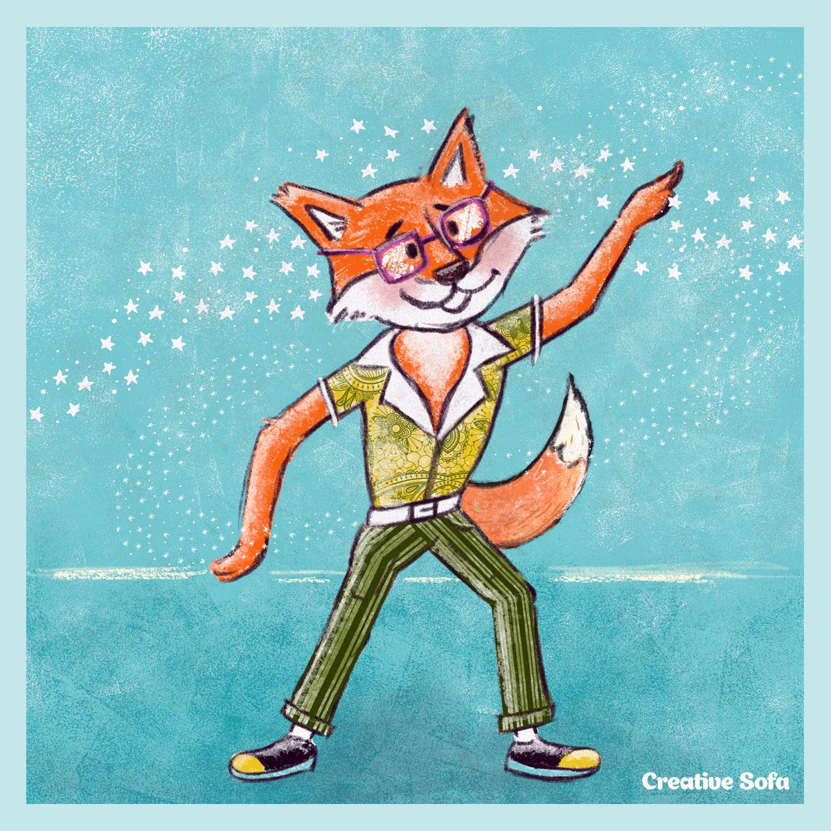 A quick dancing fox for #foxtober2022
#foxtober #inktober #octoberchallenge #artchallenge #foxes #foxart #foxartwork #discoillustration #70svibes #inktoberprompts #picturebookillustrations #illustratorsoninstagram #kidsbooksillustration #characterillustration #kidlitart