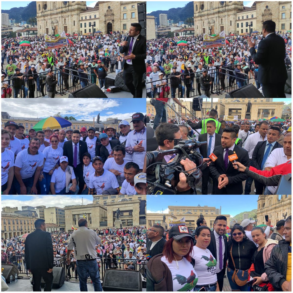 EduarTrianaR's tweet photo. Tenemos un compromiso con la cultura y tradiciones de nuestros pueblos. Hoy en la #PlazaDeBolívar acompañando al sector gallero, que genera al rededor de 290mil empleos entre directos e indirectos, siendo un renglón determinante para la economía de muchas familias colombianas. https://t.co/NemQWNFJKS