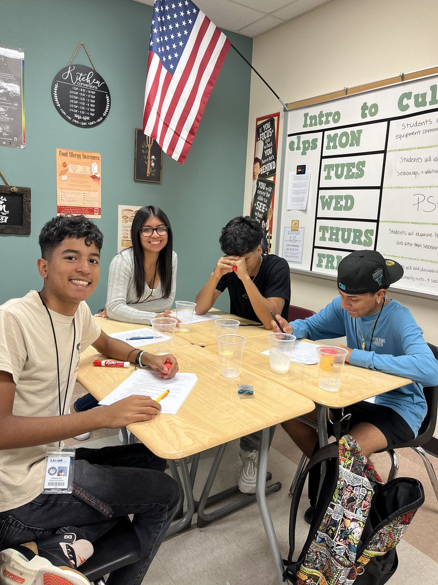 Another week, another lab for these Food Science Seniors! 🧪 This week, they’re looking at chemical vs. physical reactions - any guess as to what milk and vinegar make?🥛 #buildingGReatness #weareGR #foodscience #sciencelab #seniors