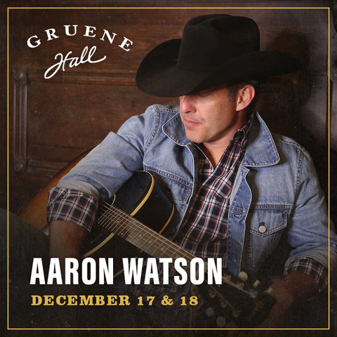aaron_watson's tweet photo. Mark y'all's calendars! We'll be playing 2 nights at the legendary Gruene Hall, Texas' Oldest Dance Hall, on December 17th &amp; 18th! 
Tickets go on sale THIS FRIDAY at 10am. - Team AW 🤠
https://t.co/SQeBxigdMu
#texas #gruenehall https://t.co/ZzsASmPZrQ