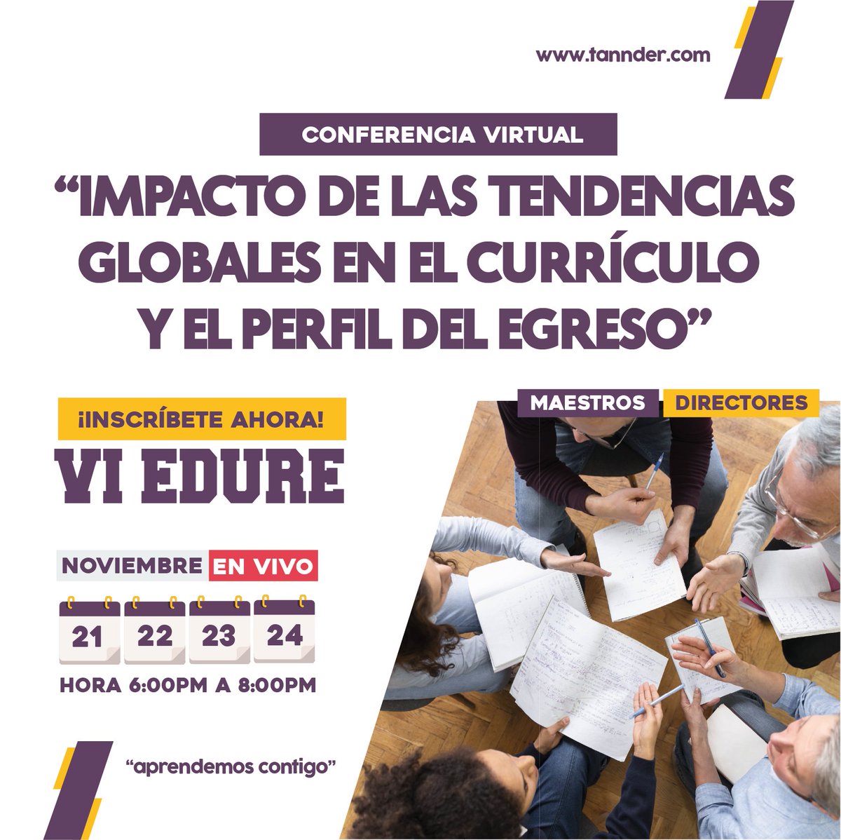 tannder_edu's tweet image. #TannderSchool presenta la confererencia virtual VI #EDURE para docentes y directores innovadores. ¡Participa! bit.ly/3TjdIOl