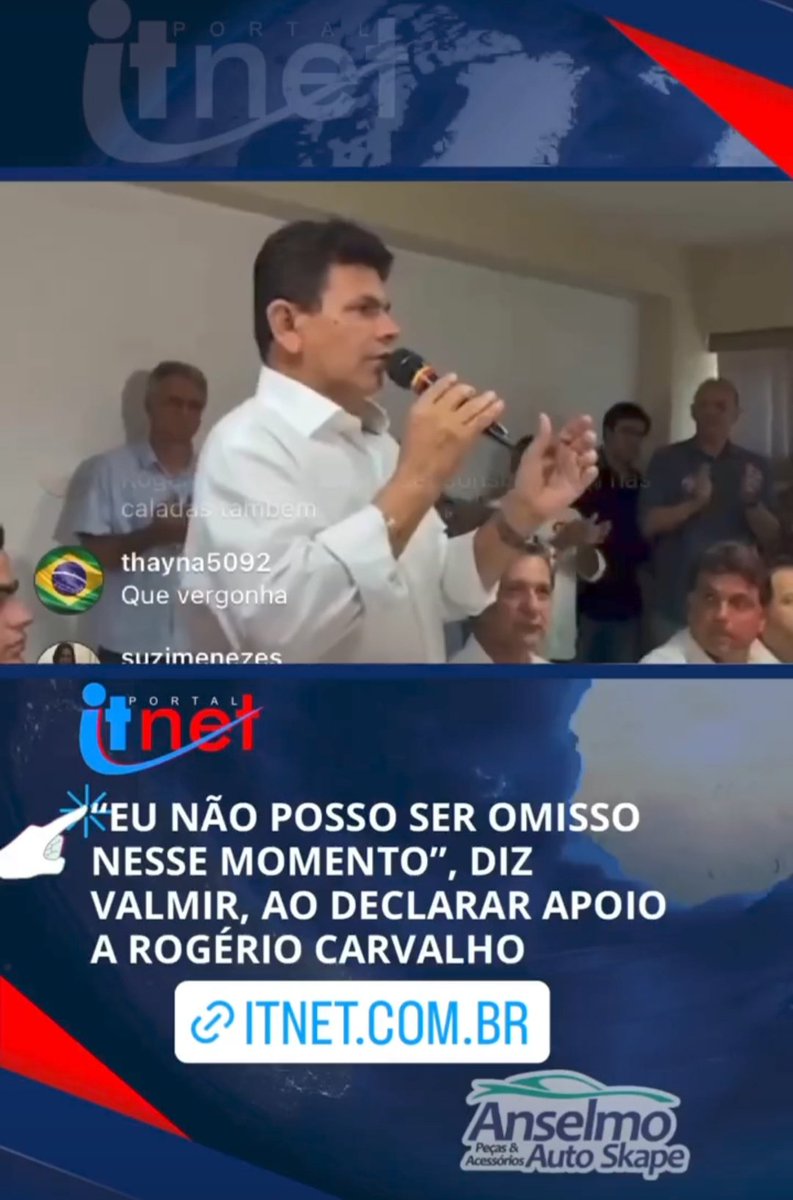 felipe_freire's tweet photo. O maior Plot Twist de todos os tempos em Sergipe. Ex-prefeito de Itabaiana Valmir de Francisquinho, candidato Bolsonarista ao governo de Sergipe. Vai apoiar no 2° turno @SenadorRogerio do PT.
#ViraVoto
#sergipe #Valmir #governodesergipe https://t.co/2ta47qLfbi