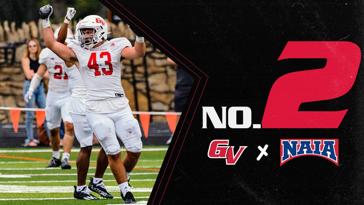 VikingAthletics's tweet photo. 🏈 | Grand View football is locked in at No. 2 going into week 7! 

Thursday night football in Oskaloosa, kick-off is set for 6:00 PM 👀
#3D https://t.co/f172juCK6a
