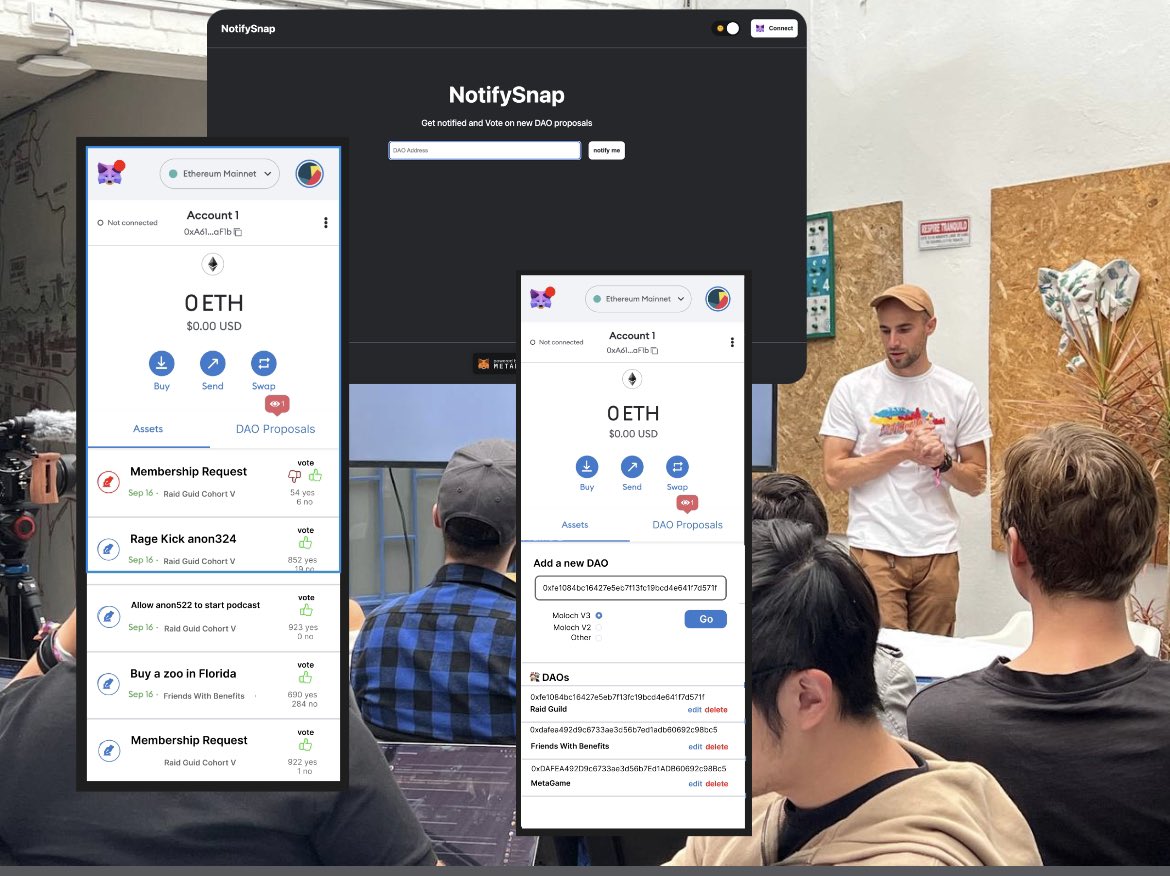 konrad_gnat's tweet photo. Very bullish on @MetaMask Snaps, as the browser extension is the nexus of user interactions with blockchain, enabling an ecosystem of innovation here, will fuel the most progress in reducing the friction we now experience in using dApps = 📈web3 adoption. My hack at @sozuhaus 👇 https://t.co/MA2gWz8ugv