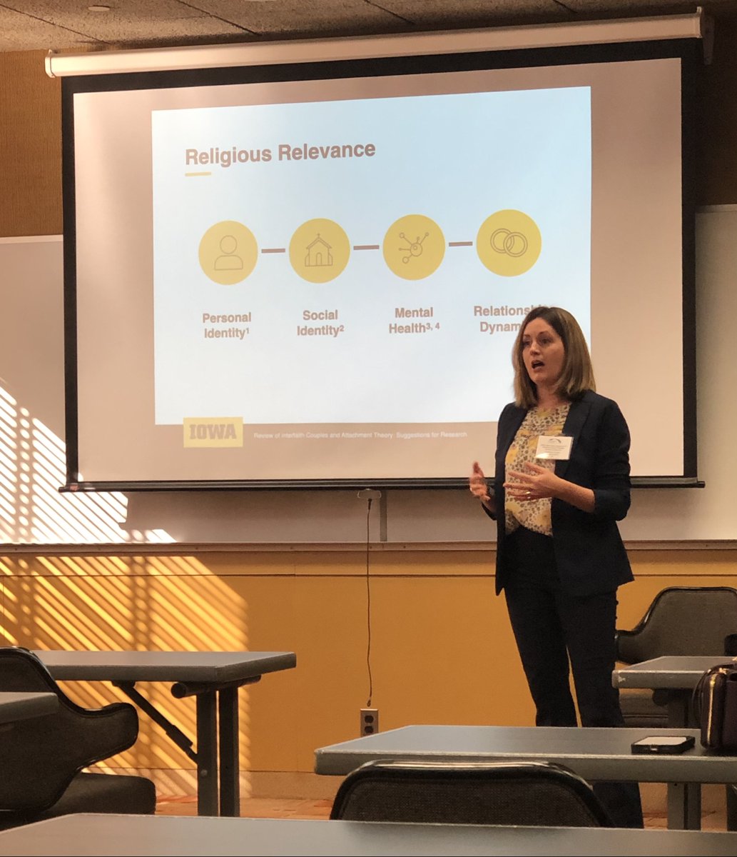 UIowaCFT's tweet photo. Doc student Chelsea Cheney wrapped up student presentations at last week's Intervention Research in Systemic Family Therapy Conference by presenting her paper (co-author Alyssa Provencio) "Review of Interfaith Couples and Attachment Theory: Suggestions for Practice." Way to go! https://t.co/QF5OPnsN8u