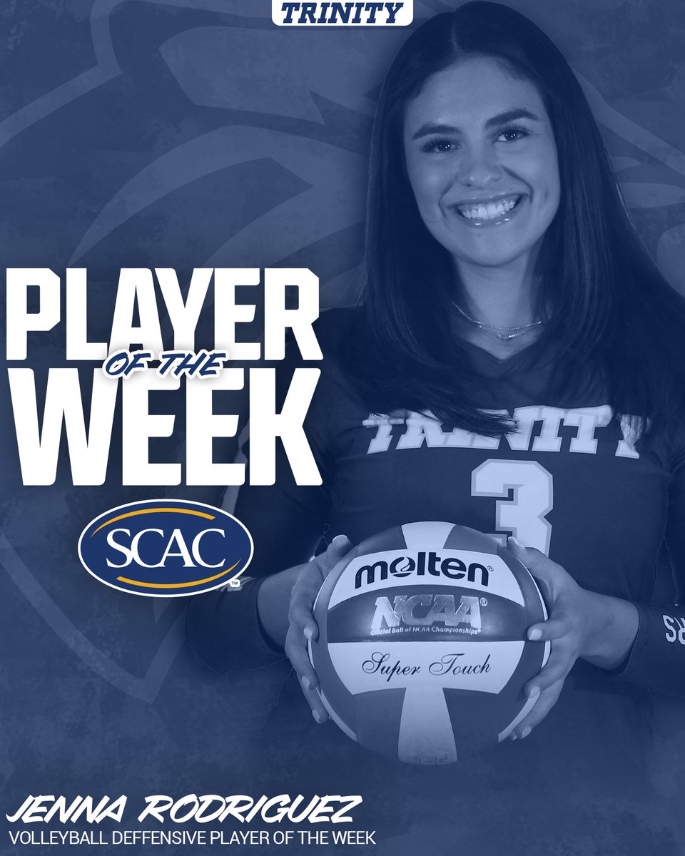TrinityUTigers's tweet photo. Introducing this week's @SCAC_Sports Defensive Player of the Week: Jenna Rodriguez of @TUVolleyballTX! #TigerPride https://t.co/lmlmptZOLO