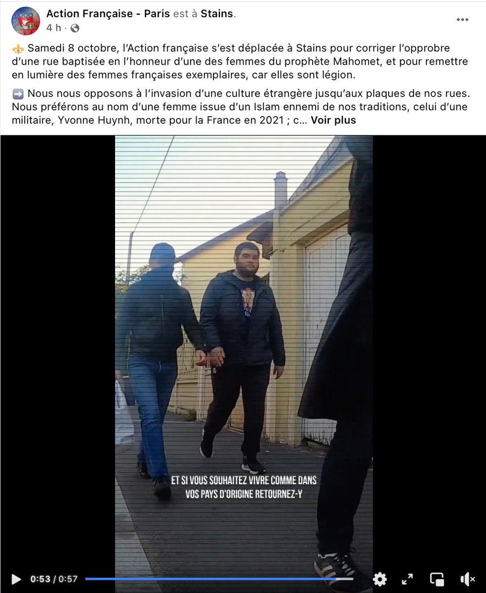 Ilyesramdani1's tweet image. À Stains, les militants de l'Action française débarquent à la mairie pour vomir leur racisme. Que l'AF soit encore une association légale me paraît hallucinant, surtout vu la propension à la dissolution de @GDarmanin.