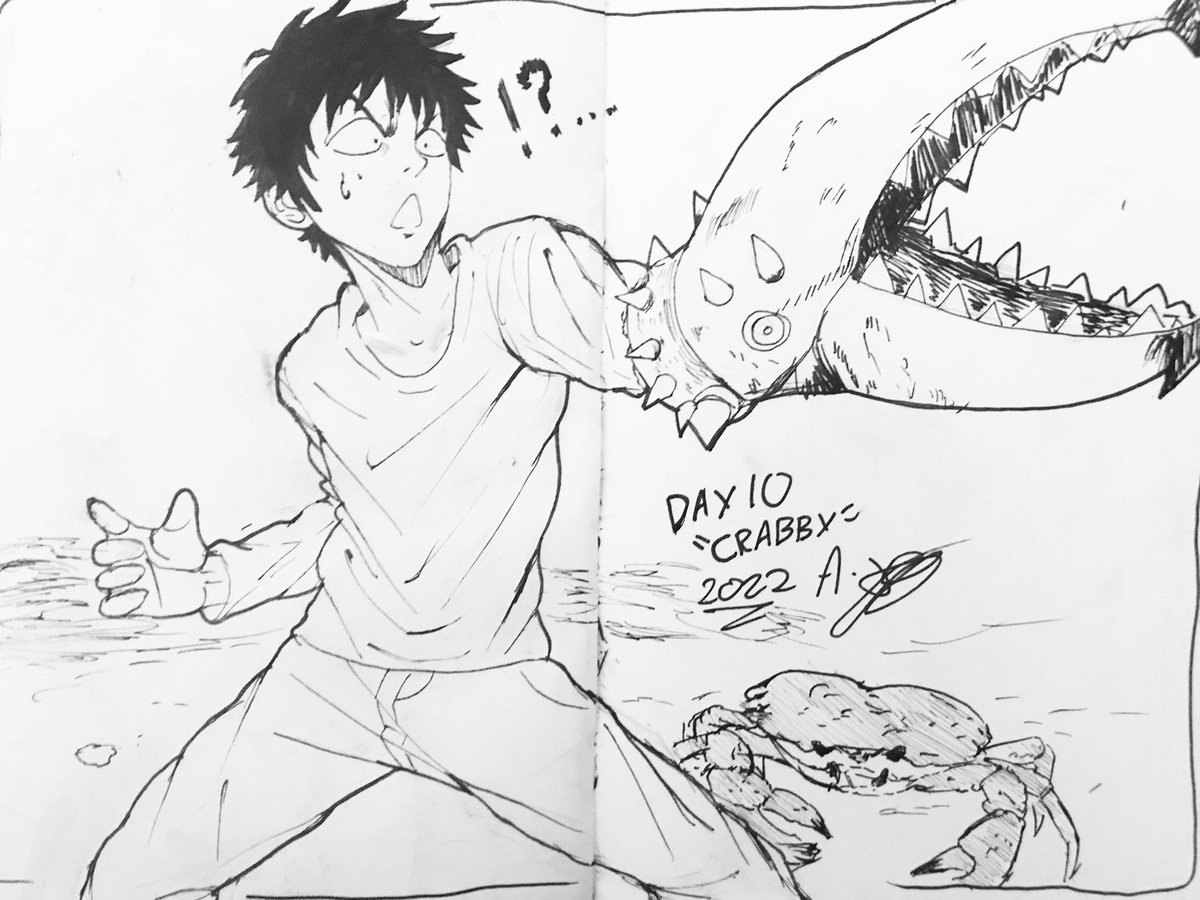 #inktober DAY 10 “Crabby”

#inktober #inktober2022 #inktoberday10 #ink #drawing  #落書き #rkgk  #doodle #art #artist #youngartist #mangaka #manga #mangaart #mangadraw #mangaartist #illustration #イラスト好きな人と繋がりたい 
#イラスト
#絵描きさんと繫がりたい #rakugaki #sketch