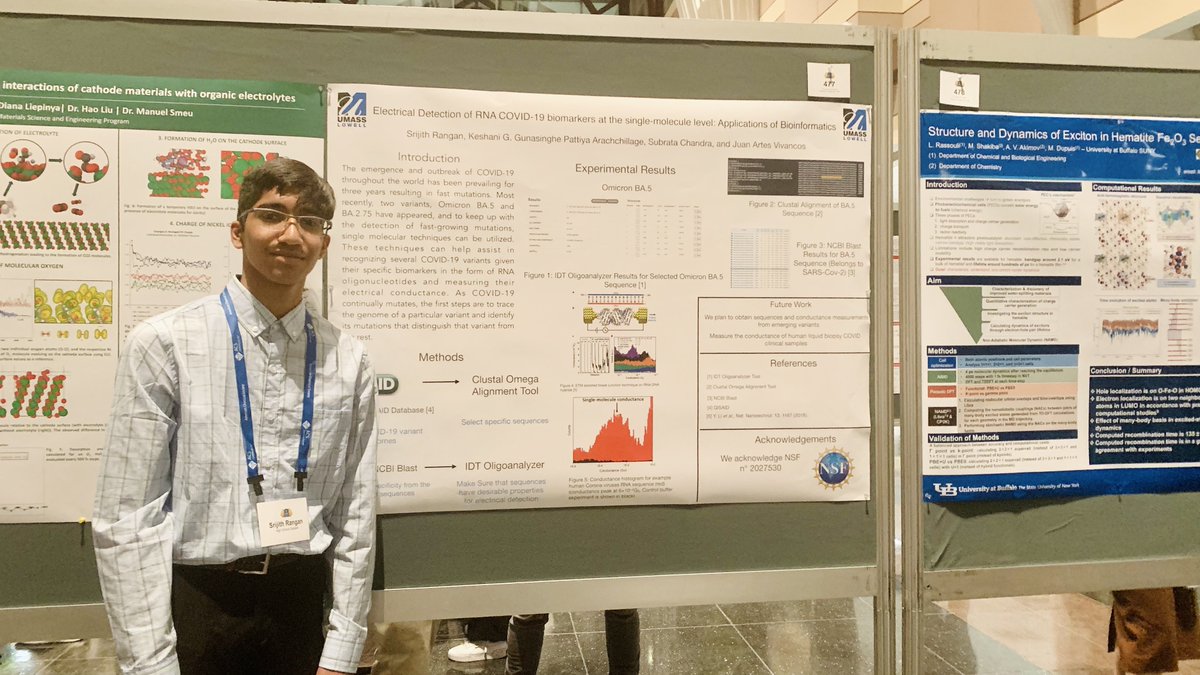 lab_artes's tweet photo. Our students, Subrata, Keshani, and Srijith, presented their recent research at ACS NERM 2022, held in Rochester, NY.
@ACSNERM2022 @UML_Sciences @AmerChemSociety https://t.co/dWsHFZH1lN