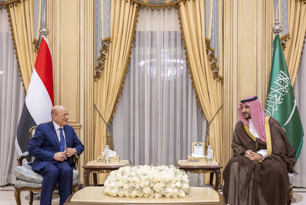 kbsalsaud's tweet photo. Upon the directives of HRH the Crown Prince and Prime Minister, I met with H.E @PresidentRashad to convey the Kingdom’s appreciation of the Council’s efforts, and it’s wishes for a peaceful, stable, and prosperous Yemen. https://t.co/OJsivil1mM