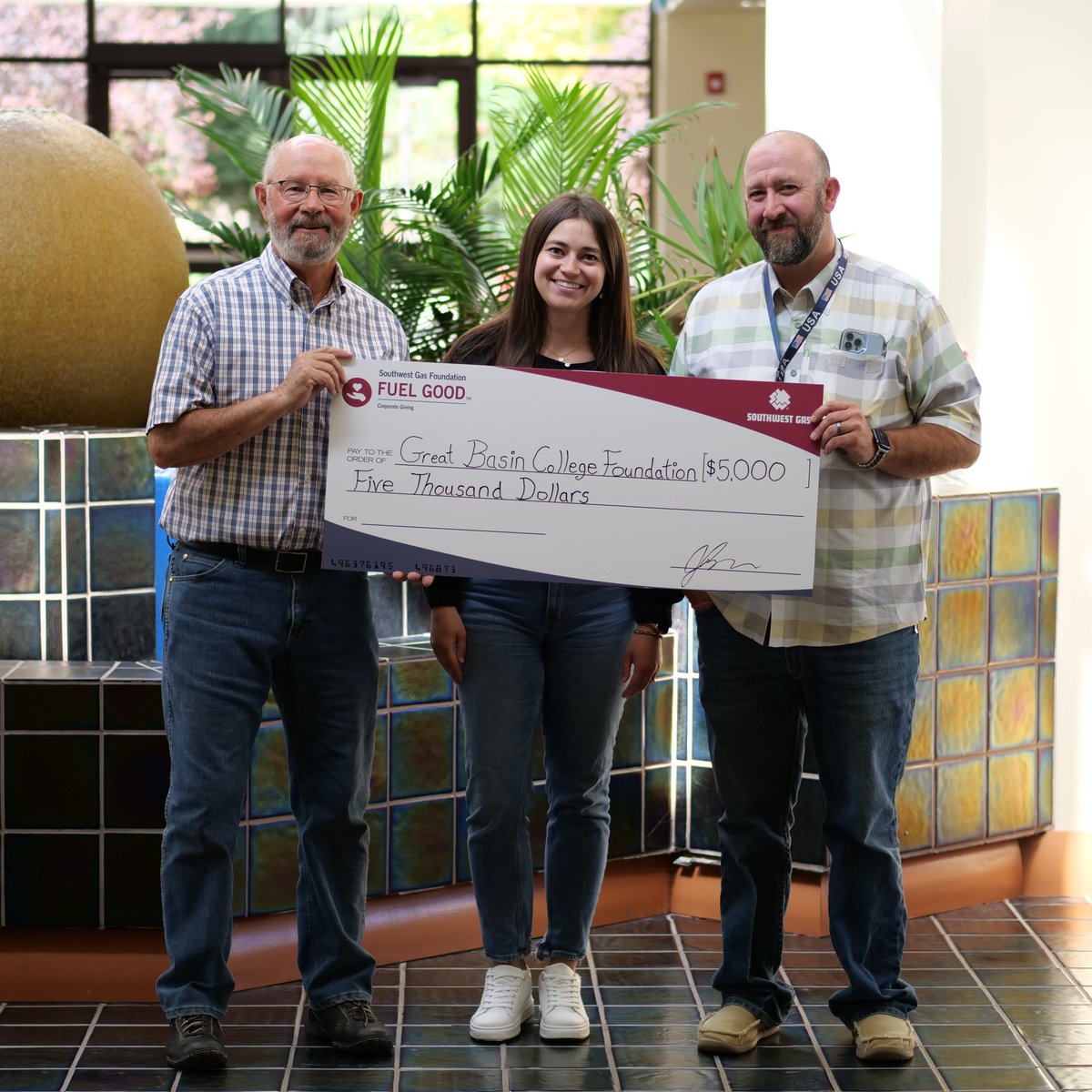 Great Basin College (@gbcnevada) on Twitter photo A huge "thank you" to our friends at <a href="/SWGas/">Southwest Gas Corp</a> for their recent $5,000 #donation! The GBC Foundation Board voted to award funding to Phi Theta Kappa at GBC. These funds will support student attendance at regional honor society conferences and leadership training. A huge "thank you" to our friends at <a href="/SWGas/">Southwest Gas Corp</a> for their recent $5,000 #donation! The GBC Foundation Board voted to award funding to Phi Theta Kappa at GBC. These funds will support student attendance at regional honor society conferences and leadership training.
