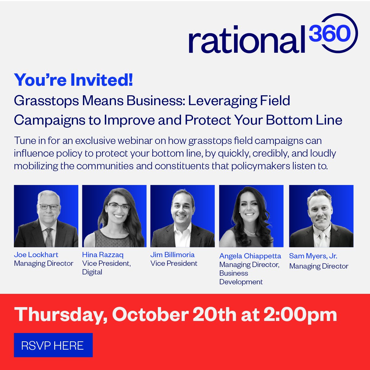 Rational360's tweet photo. For brands &amp; companies, influencing policy decisions to create opportunities and protect business has never been more complex or more important. 

Join us on October 20th for a discussion on how grasstops campaigns can get your voice heard in DC &amp; beyond: https://t.co/528NgYelkE https://t.co/bjlCp59ZVR