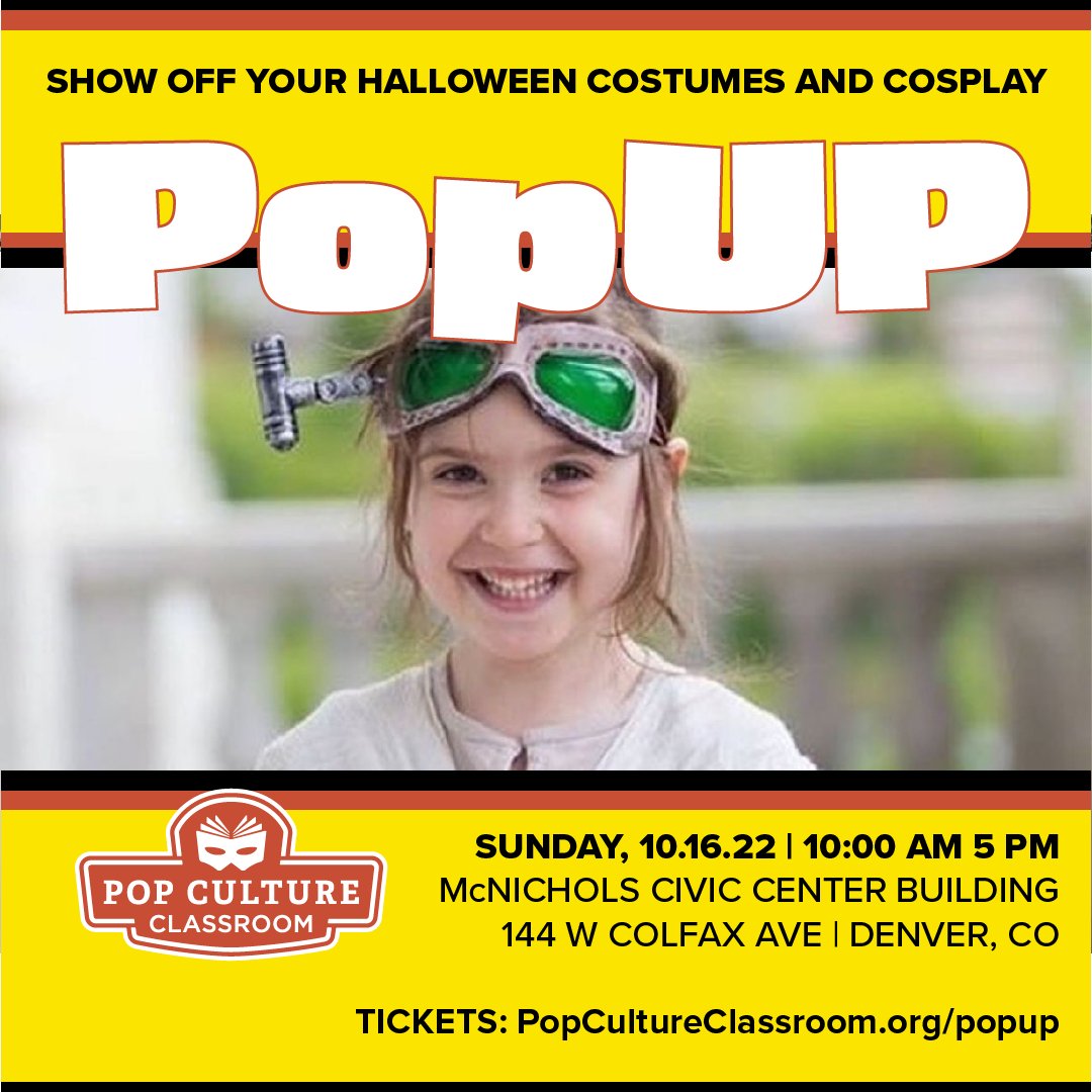 PopClassroom's tweet image. Get ready for #HalloweenDenver at PopUP this Sunday! Secure your tickets at: axs.com/events/447993/…

🦸 Show off your costume or cosplay

🧟‍♀️Learn how to apply zombie makeup

👻 Learn ghost stories and dance the “Monster Mash” with @HistoryColorado 

And much more!

#DenverEvent
