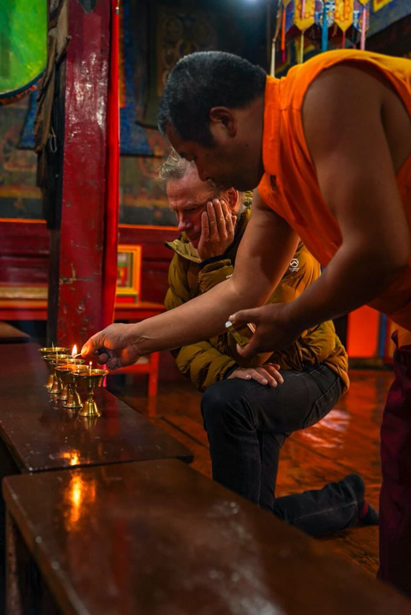 Candles for Hils. 9 October 2022 Namche Gompa, Khumbu, Nepal Photo by Pemba Sharwa
