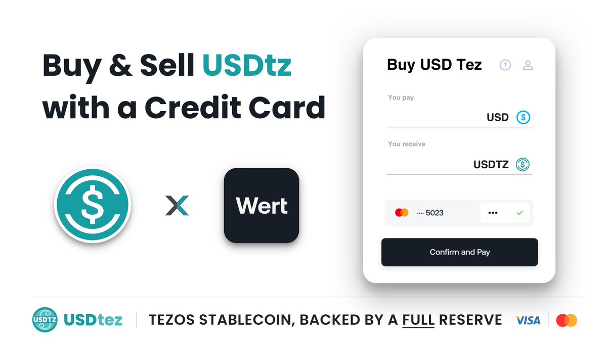 Finally, you now can buy/sell USDtz with a credit card💳 — USDtz is now listed on <a href="/wert_io/">Wert</a> #Tezos
See: widget.wert.io