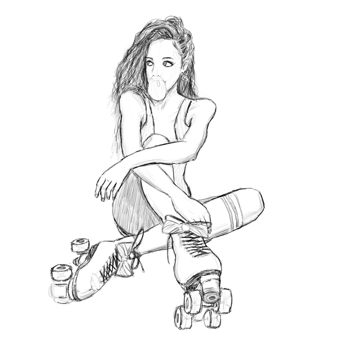 waso_one's tweet photo. Bubblegum and roller skate sketch https://t.co/xMpQKyJrTr