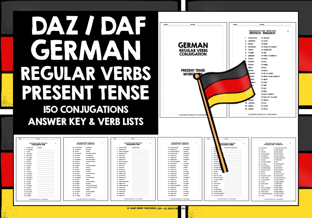 LivelyLangs's tweet photo. #germanregularverbs #deutscheregelmäßigeverben #ks3german #ks4german #MFL #mfltwitterati #germanconjugation #deutschekonjugation #daz #daf #germanpresenttense #dasPräsens #Deutschlernen #thelivelylearningclassroom #thelivelylanguagesclassroom https://t.co/q1FfXINNQz https://t.co/BJCH5El4Au
