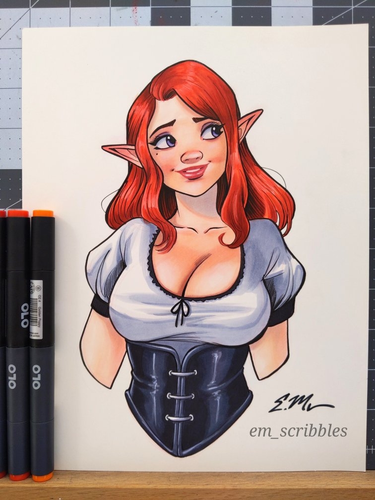 em_scribbles's tweet photo. Testing out some colors on new paper with markers and colored pencils.
If you're interested in purchasing, just send me a DM. :)
--
#ericmatos #emscribbles #pinup #cute #elf #elfgirl #traditionalart #olo #olomarkers #markers #prismacolor #coloredpencils #bust #sketch #colerase https://t.co/6uCnxs55zK