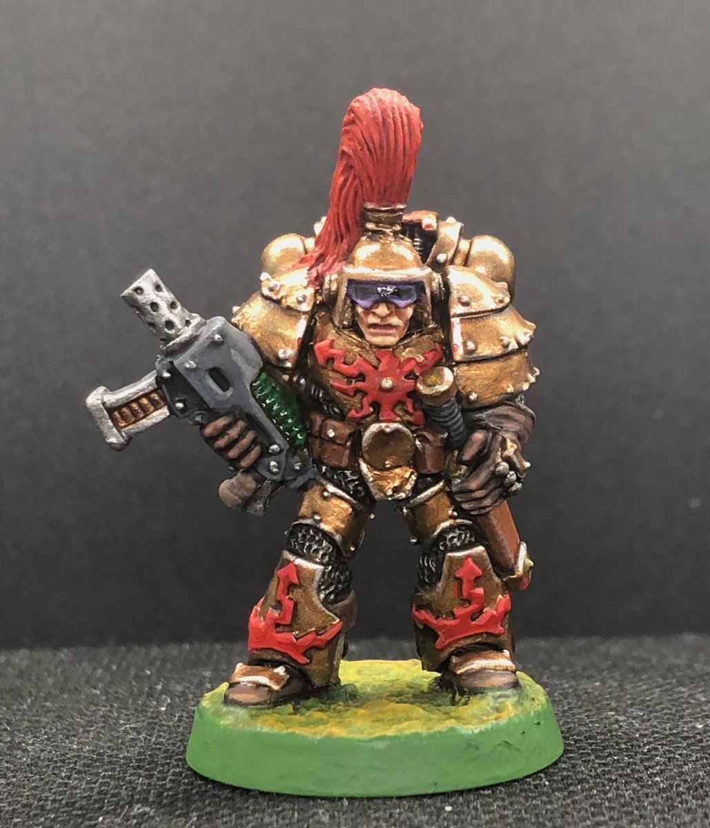NugginsOak's tweet photo. Tad bit late to the party but I needed to make sure I got this old boi just right. Happy belated birthday Warhammer 40000!
#35yearsof40k https://t.co/2TKzbrJQ04