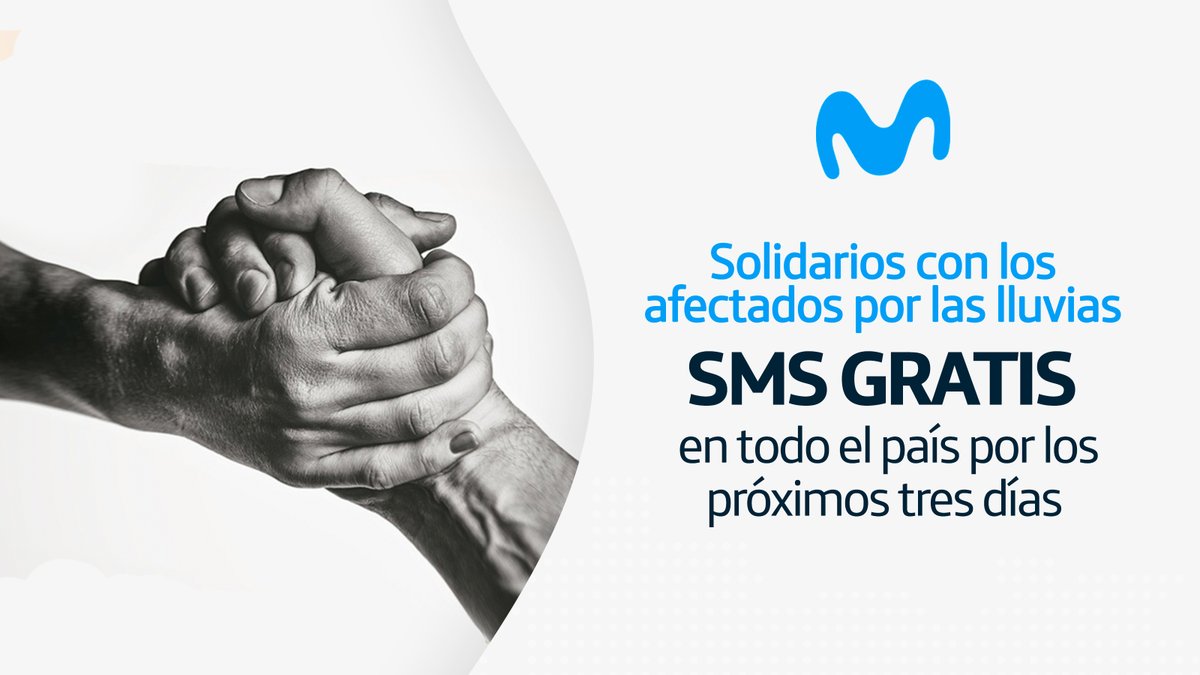 Para apoyar las comunicaciones de la población ante la situación generada por las fuertes lluvias, habilitamos SMS gratis en todo el país por los próximos 3 días. #LasTejerías