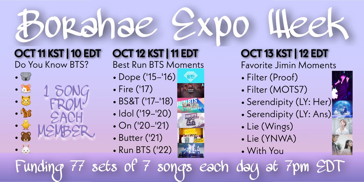 a_breky's tweet photo. To celebrate #ArmyExpoWeek, @BTS_funding & I will gift #BTSARMY 77 sets of 7 songs for 3 days!
Today, I'll fund 1 song for each @BTS_twt member on 🍎iTunes for #DoYouKnowBTS. Plz DM me @ 7pm EDT to request 💸💜
#4DaysToBusanConcert
#BTS_2030BusanWorldExpo
#WelcomeTo_MaCity https://t.co/4tn2nT1nnE