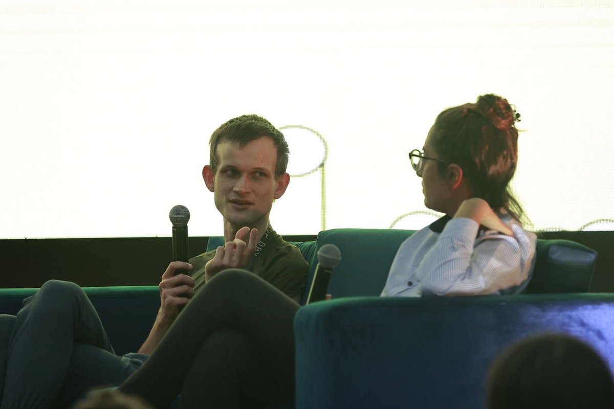 schellingpoint_'s tweet photo. “When I visited Kyiv, the government officials thanked me personally because crypto was a lifeline. It was there when nothing else was there.” 

-@VitalikButerin on the Plurality Zone Stage at #SchellingPoint. https://t.co/0666iX2XBr