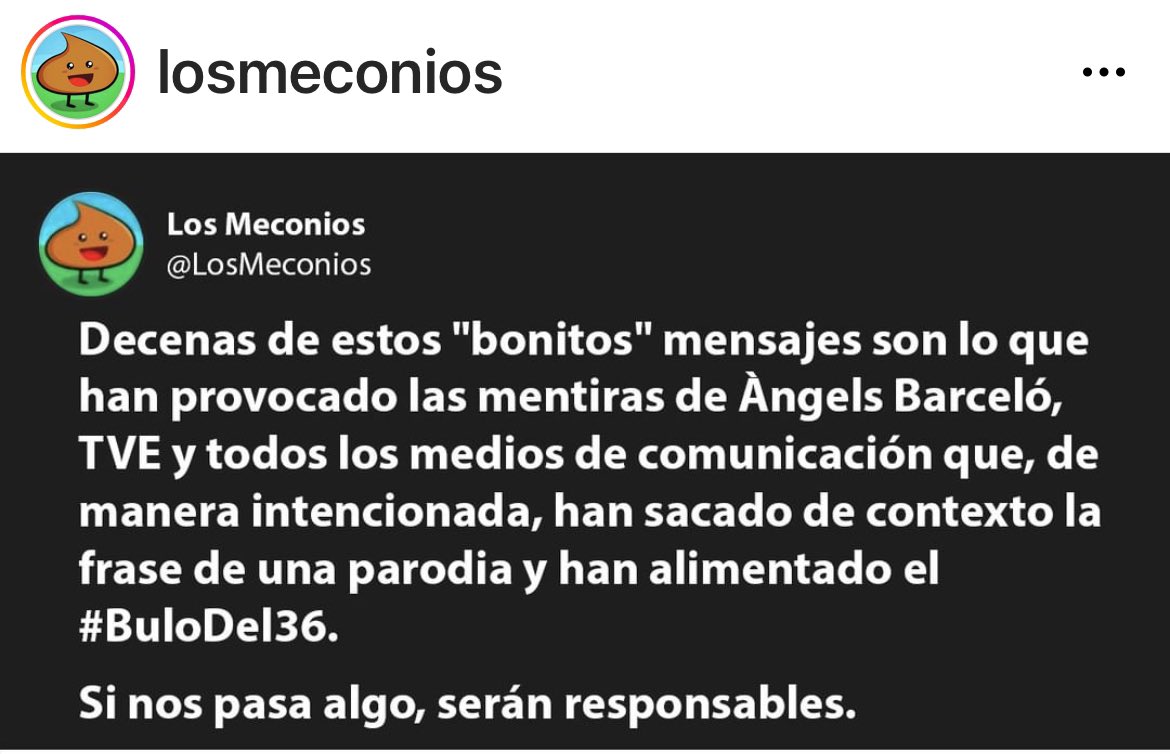 vidasdesegunda's tweet photo. Si les pasa algo a @LosMeconios o @infovlogger36 los culpables seréis @rtvenoticias @sextaNoticias @A3Noticias @HoyPorHoy @informativost5 @noticias_cuatro y los que habéis contribuido al #BuloDel36 🤮
@PoderJudicialEs HAY QUE PARAR ESTA LOCURA DE TERGIVERSACIÓN Y MANIPULACIÓN https://t.co/Q2k3olXXrL