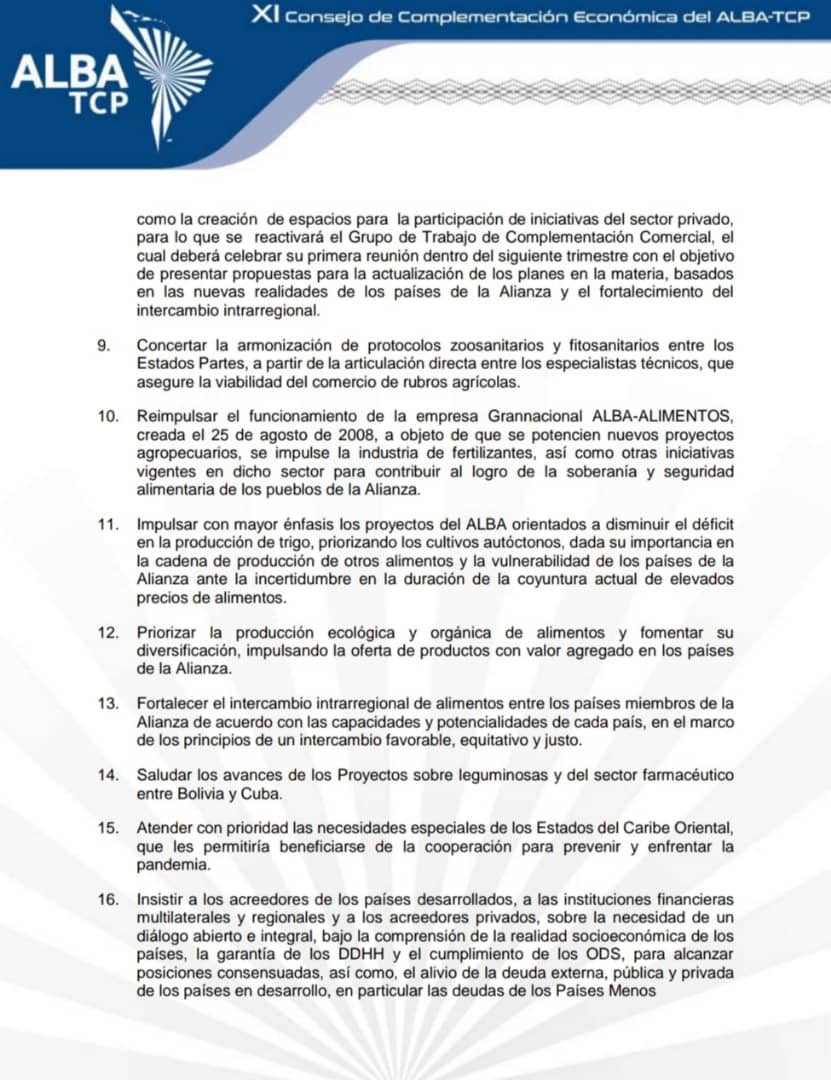 SachaLlorenti's tweet photo. Aquí la Declaración del XI Consejo de Complementación Económica del @ALBATCP.
#AlianzaParaLaVida https://t.co/ebSg2L2QV4