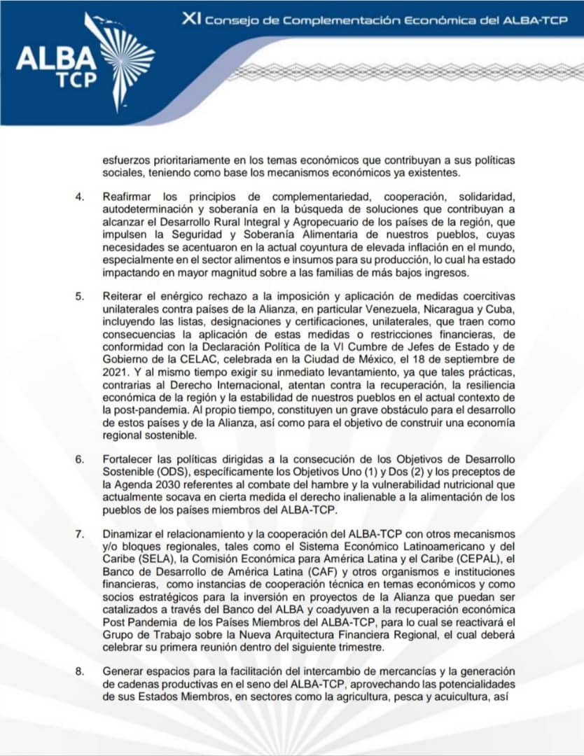 SachaLlorenti's tweet photo. Aquí la Declaración del XI Consejo de Complementación Económica del @ALBATCP.
#AlianzaParaLaVida https://t.co/ebSg2L2QV4